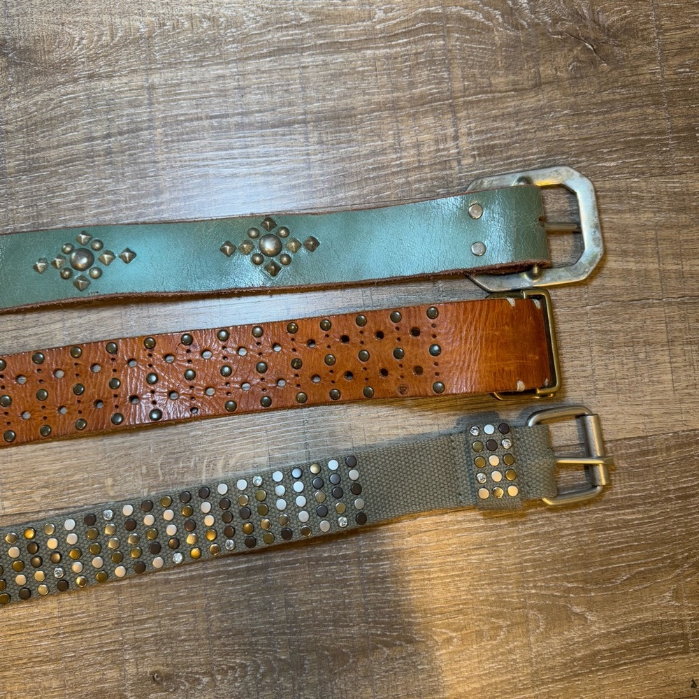 Lot bundle of 3 vintage / Y2K statement belts